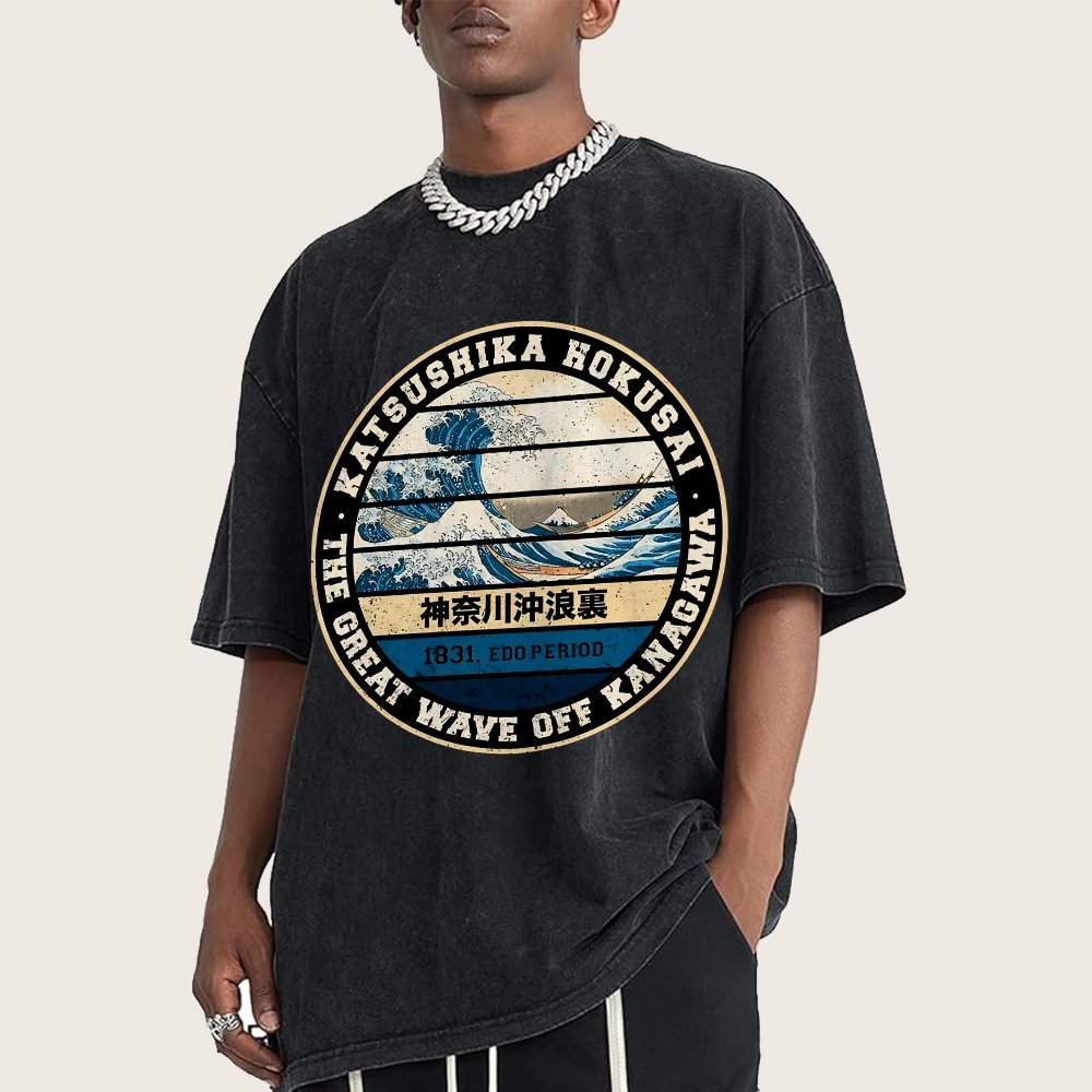 Hokusai Vintage Distressed T-shirt