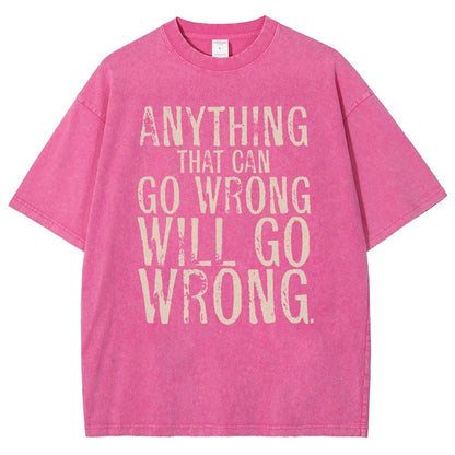 Anyting That Can Go Wrong Will Go Wrong Science Murphy's Law Print Vintage Distressed T-shirt