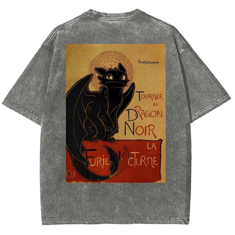 Le Dragon Noir Back Washed T-Shirt