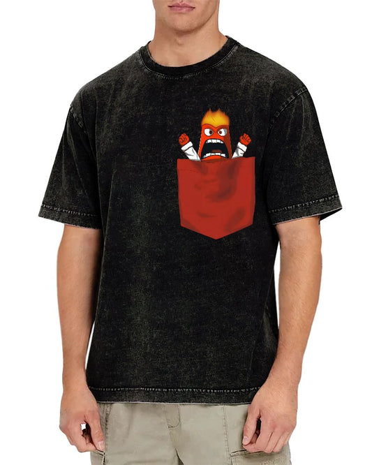 Angry Pocket Fire Monster Vintage Distressed T-shirt