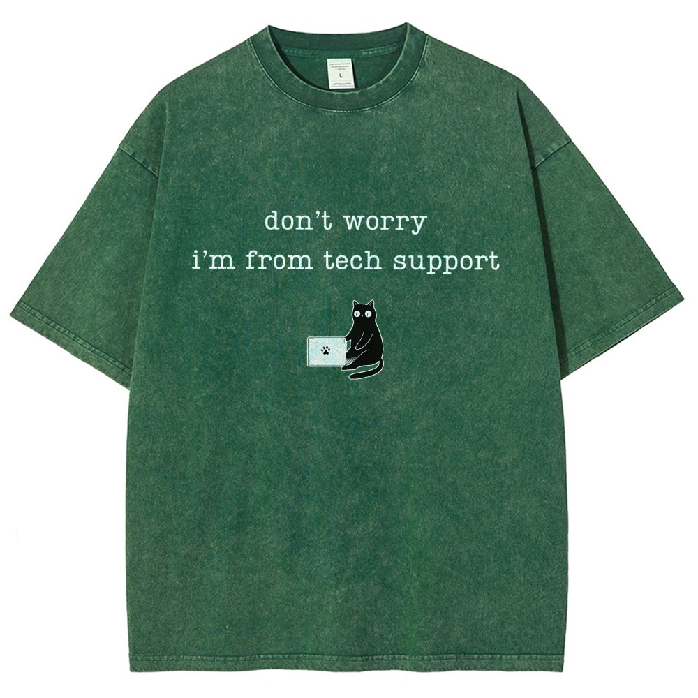 Don't Worry I'm From Tech Support Cat Vintage Distressed T-shirt
