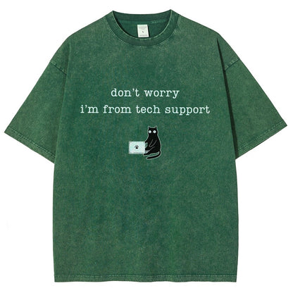 Don't Worry I'm From Tech Support Cat Vintage Distressed T-shirt