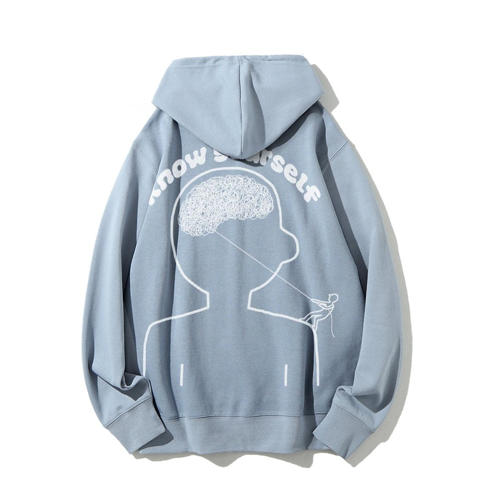 Vintage Mental Health Matters Graphic Print Printed Back Cotton Hoodie