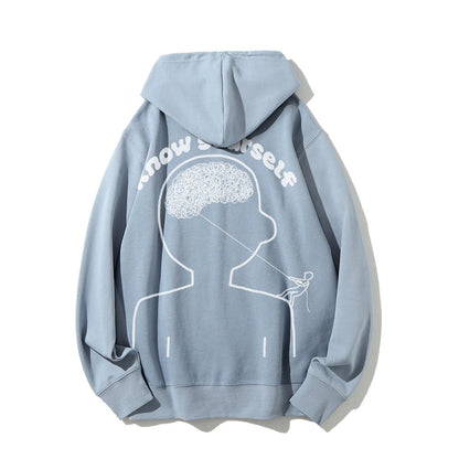 Vintage Mental Health Matters Graphic Print Printed Back Cotton Hoodie