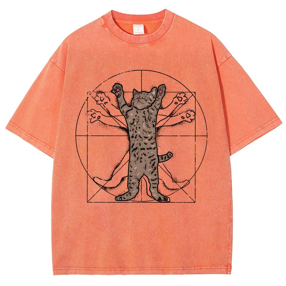 vitruvian cat Vintage Distressed T-shirt
