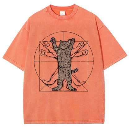 vitruvian cat Vintage Distressed T-shirt