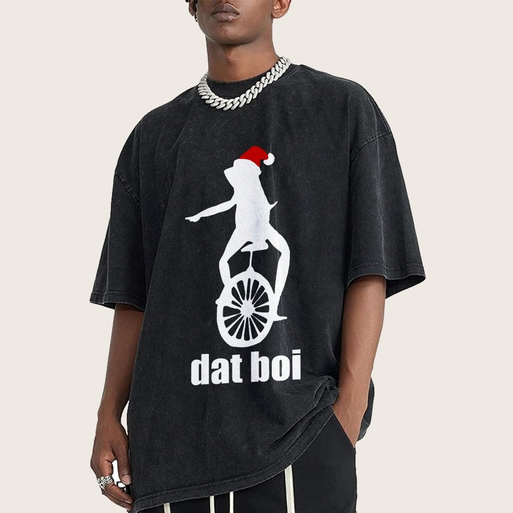 Christmas Here Comes Dat Boi Waddup Meme Vintage Distressed T-shirt