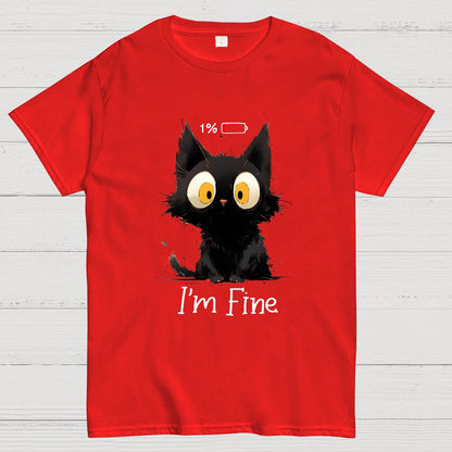 I‘m Fine Black Cat Geeky T-Shirt