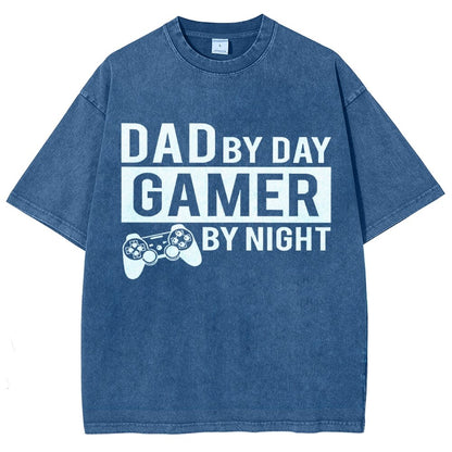 Dad By Day Gamer By Night Vintage Distressed T-shirt