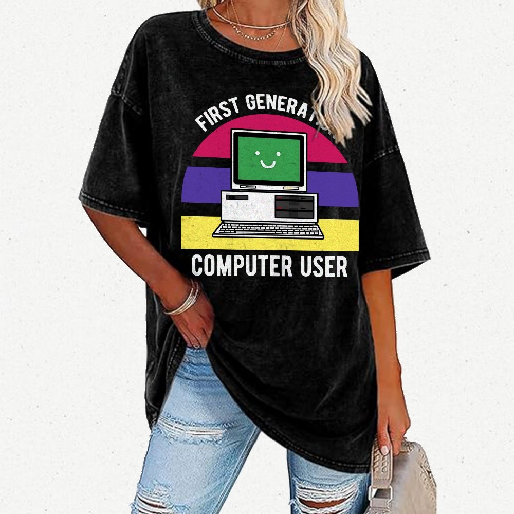 First Generation Computer User Vintage Distressed T-shirt