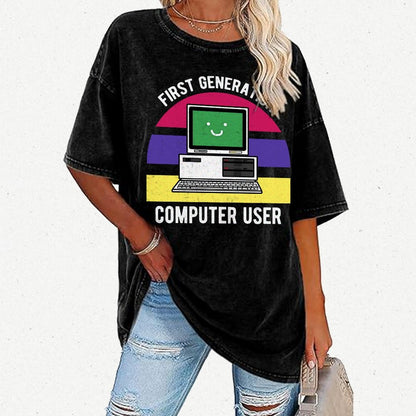 First Generation Computer User Vintage Distressed T-shirt