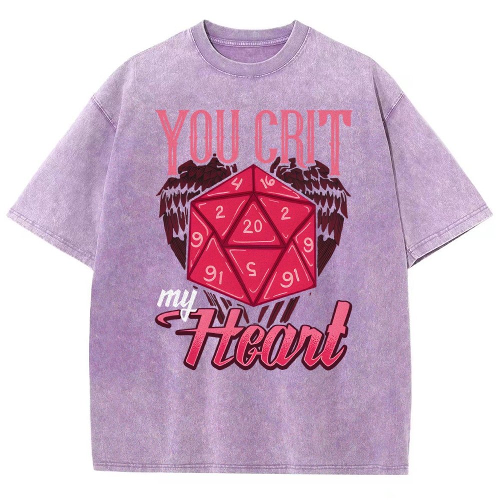 You Crit My Heart Fun Board Game Valentine's Day Nerd Vintage Distressed T-shirt