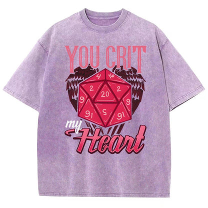 You Crit My Heart Fun Board Game Valentine's Day Nerd Vintage Distressed T-shirt
