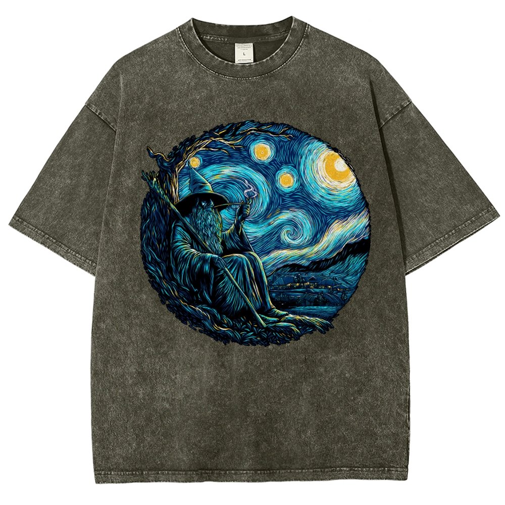 Starry Wizard Vintage Distressed T-shirt