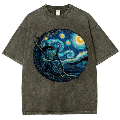 Starry Wizard Vintage Distressed T-shirt
