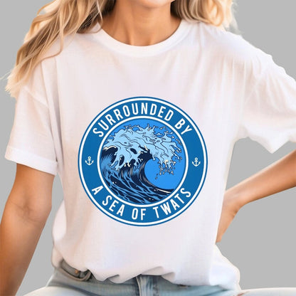 Surrounded by a sea of twats Unisex Geek T-Shirt