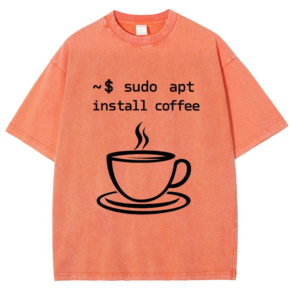 Sudo Apt-Get Install Coffee Vintage Distressed T-shirt