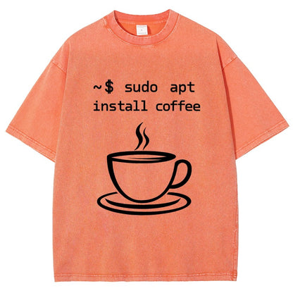 Sudo Apt-Get Install Coffee Vintage Distressed T-shirt