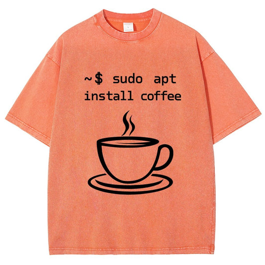 Sudo Apt-Get Install Coffee Vintage Distressed T-shirt