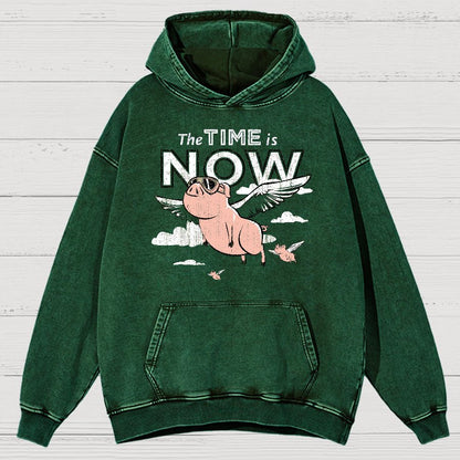 The Time Is Now Vintage Distressed Hoodie