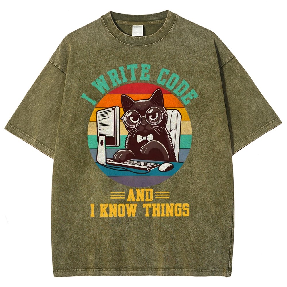 I Write Code And I Know Thing Vintage Distressed T-shirt