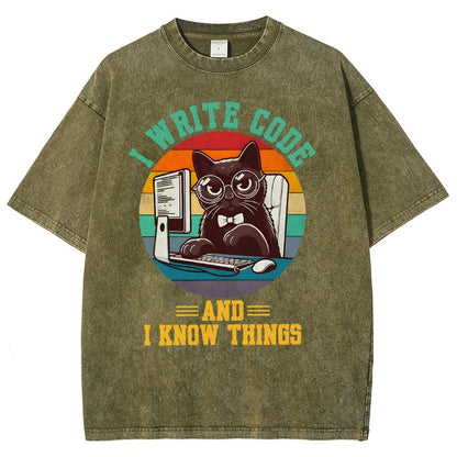 I Write Code And I Know Thing Vintage Distressed T-shirt