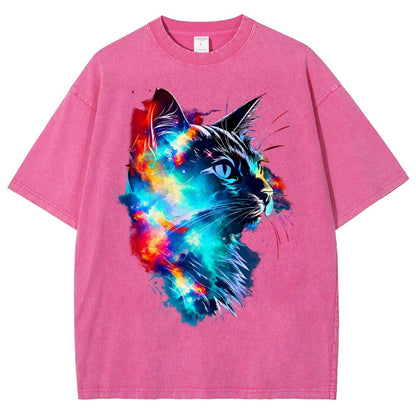 Cosmos Cat Vintage Distressed T-shirt