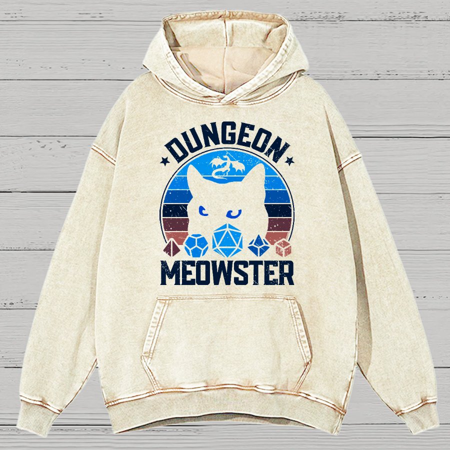 Dungeon Meowster Vintage Distressed Hoodie
