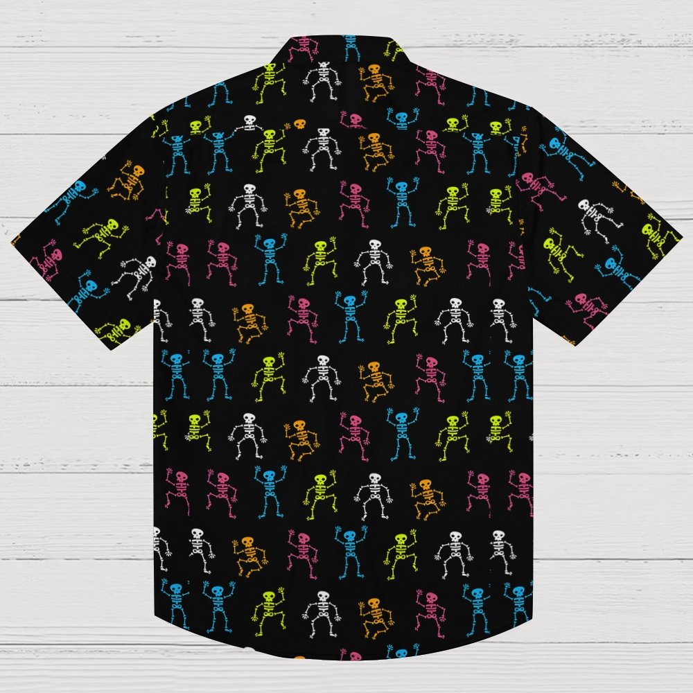 Dancing Skull Art Print Geek Hawaiian Shirt