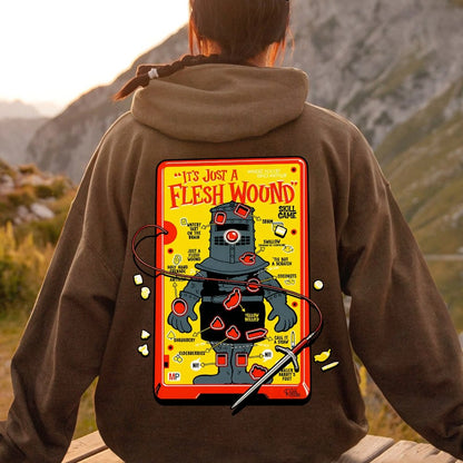 Flesh Wound Skill Game Nerdy Printed Back Cotton Hoodie