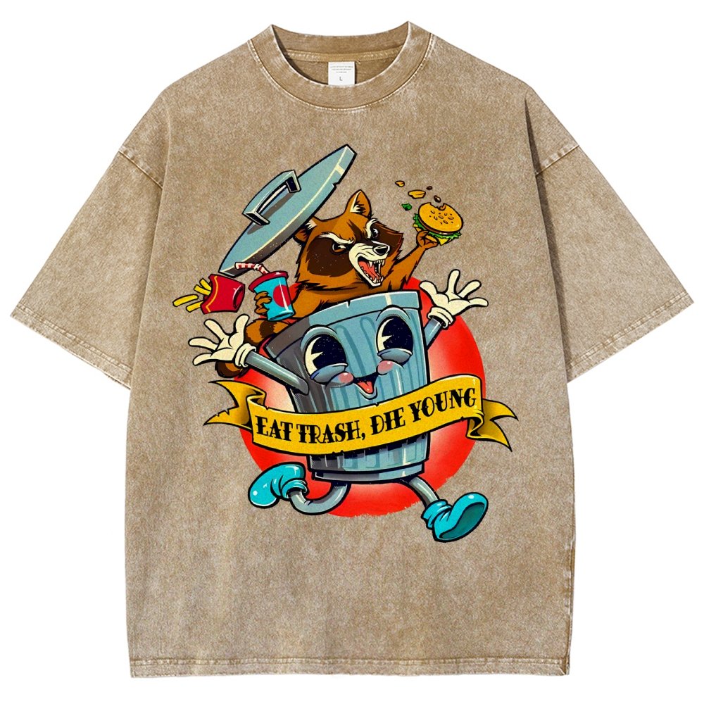 Eat trash die young vintage cartoon Classic Vintage Distressed T-shirt