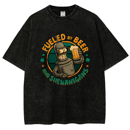 Fueled By Beer Vintage Distressed T-shirt