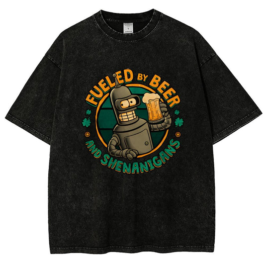 Fueled By Beer Vintage Distressed T-shirt