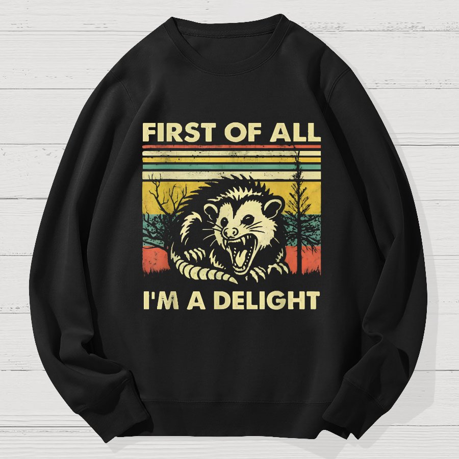 First Of All I'm A Delight Sarcastic Geek Cotton Sweatshirt