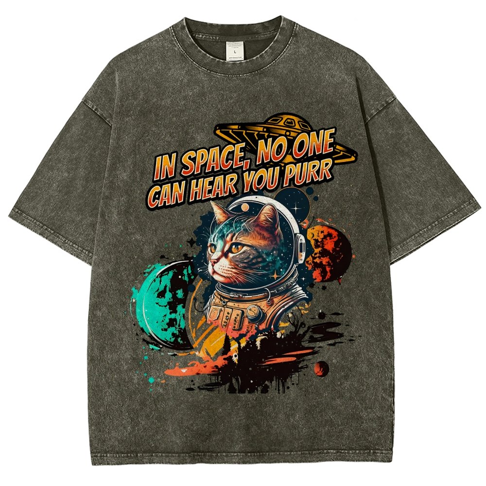 In Space No One Can Hear You Purr Vintage Distressed T-shirt