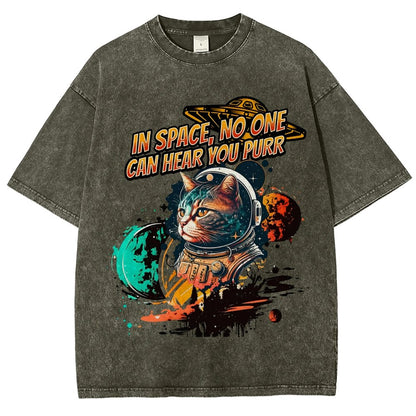 In Space No One Can Hear You Purr Vintage Distressed T-shirt
