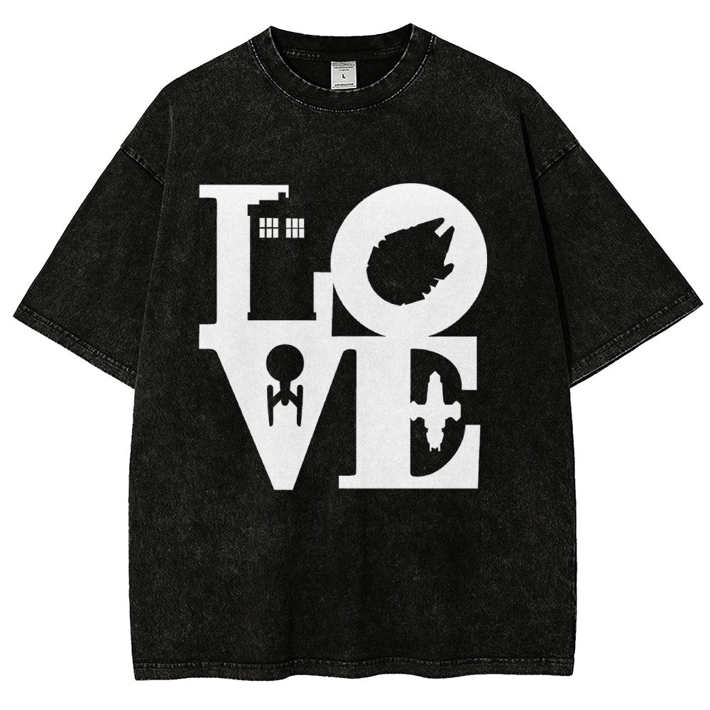 I Love SciFi Black Vintage Distressed T-shirt