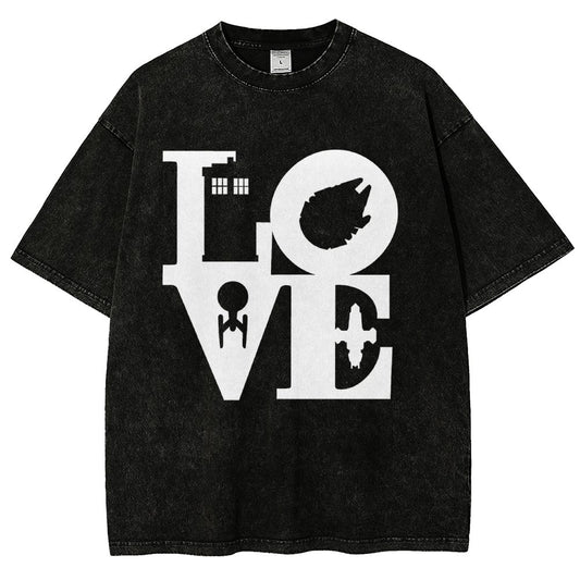 I Love SciFi Black Vintage Distressed T-shirt