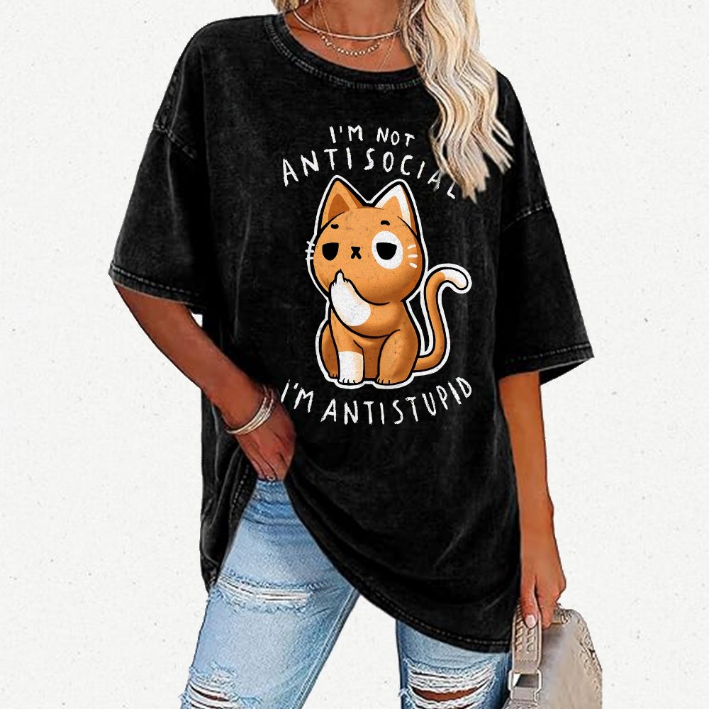 I'm not Antisocial I'm Antistupid Vintage Distressed T-shirt