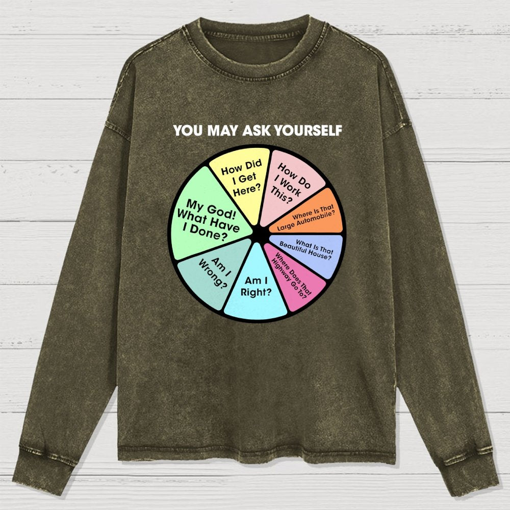 You May Ask Yourself Washed Long Sleeve Tee