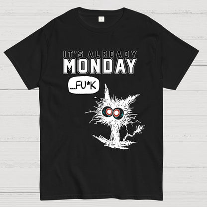 It's Already Monday Funny Cat Geek T-Shirt