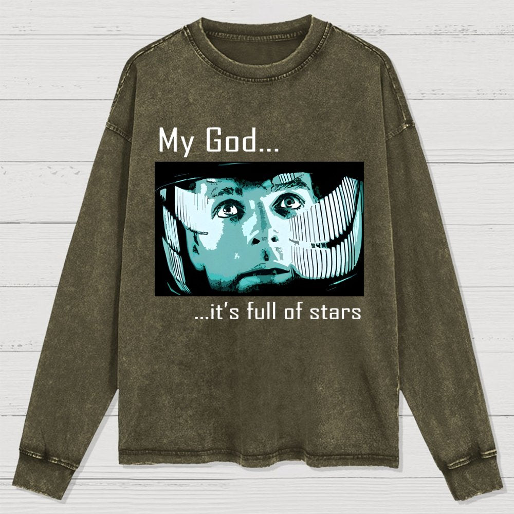 My God t's full of stars! Washed Long Sleeve Tee
