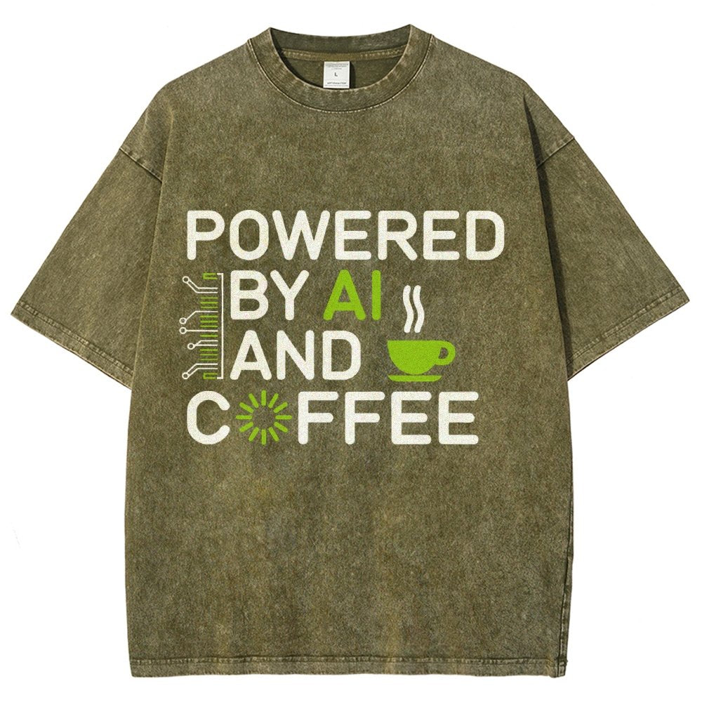 Powered By AI And Coffee Vintage Distressed T-shirt