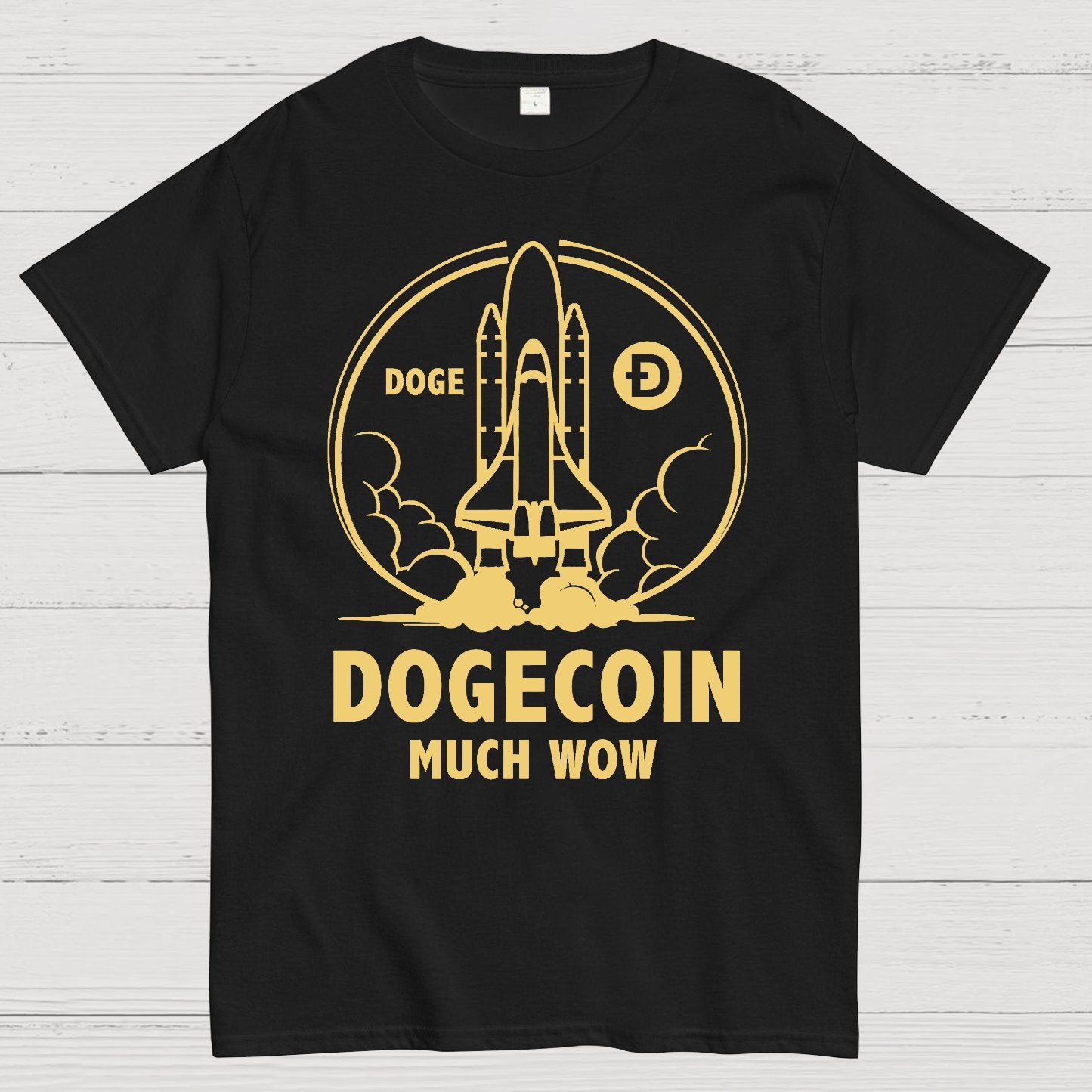 Dogecoin Rocket Ship Much Wow Meme Joke Funny Crypto Currency Elon Musk DOGE Geek T-Shirt