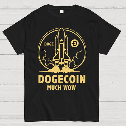 Dogecoin Rocket Ship Much Wow Meme Joke Funny Crypto Currency Elon Musk DOGE Geek T-Shirt
