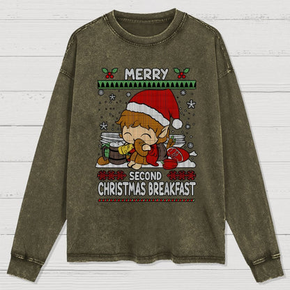 Extra breakfast Christmas Washed Long Sleeve Tee