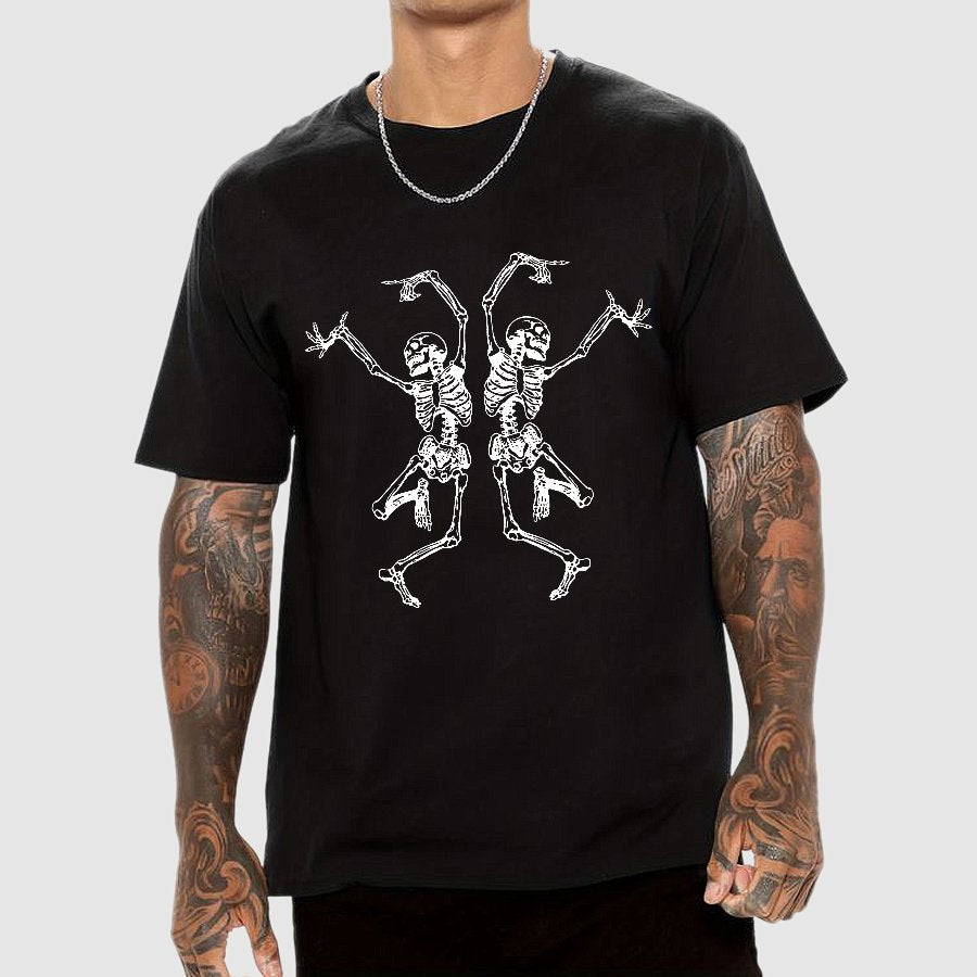 Fall Dancing Skeleton Halloween Geeky T-Shirt