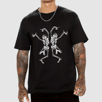 Fall Dancing Skeleton Halloween Geeky T-Shirt