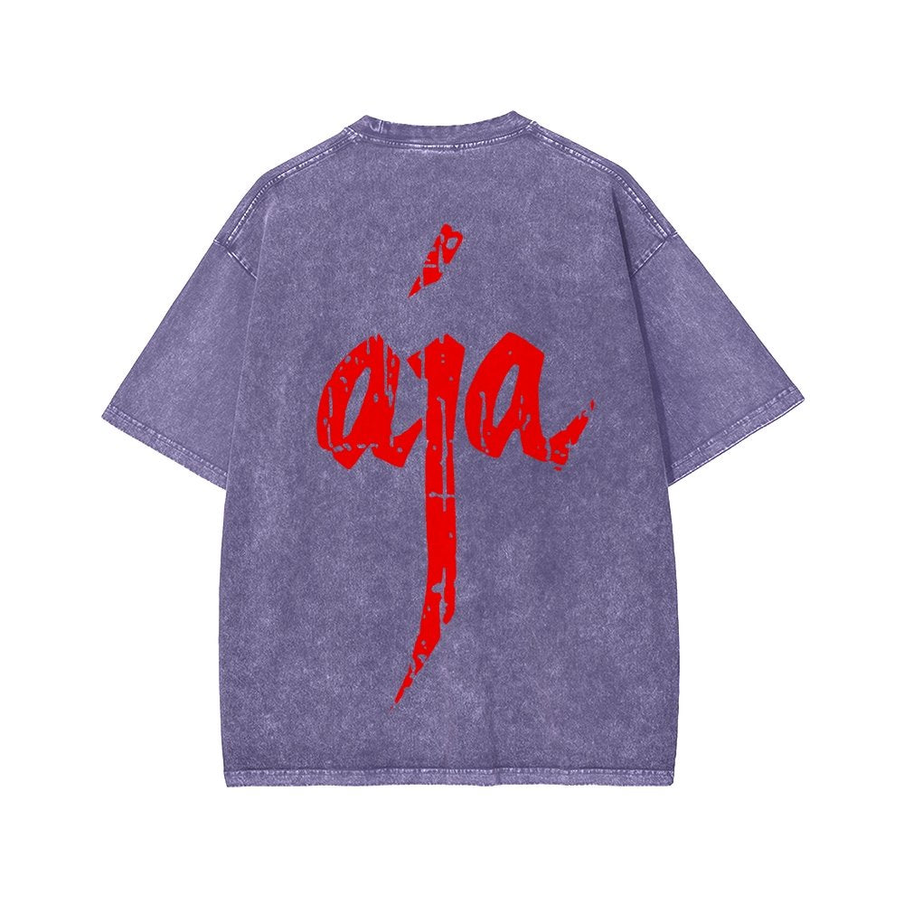 Aja Front And Back Printing Washed T-shirt
