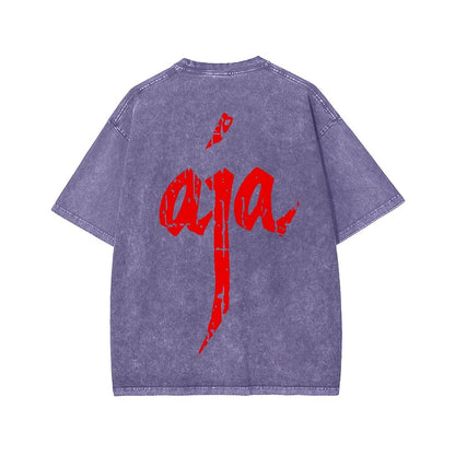 Aja Front And Back Printing Washed T-shirt